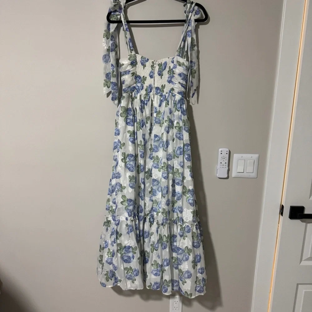 PETAL & PUP FLORET MIDI DRESS - BLUE Size Small - Picture 8 of 8